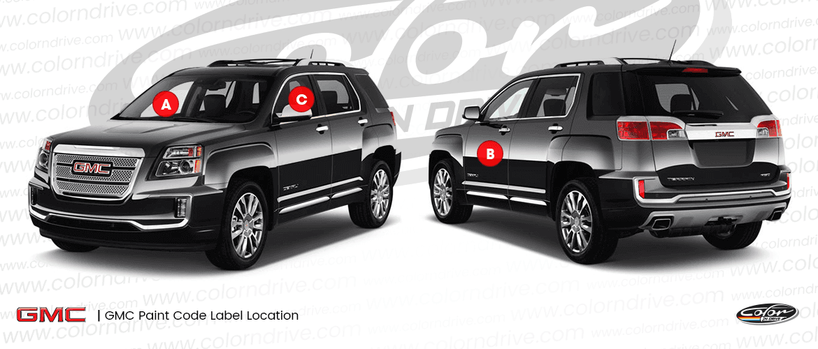 GMC paint code label location diagram